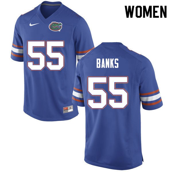 Women #55 Noah Banks Florida Gators College Football Jerseys Blue